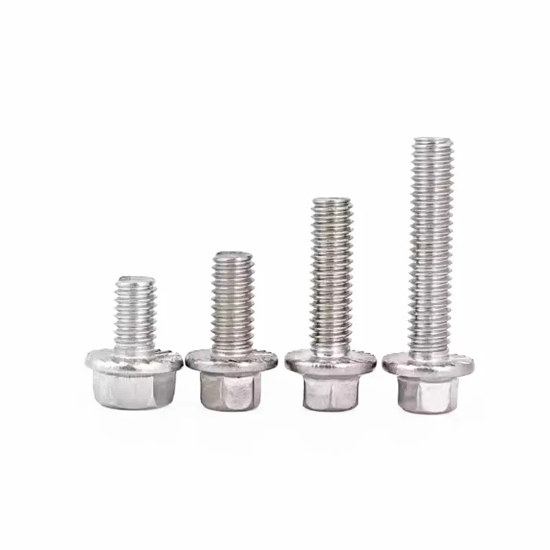 1/10pcs M5 M6 M8 M10 M12 A2-70 304 Stainless Steel GB5787 Hexagon Head with Serrated Flange Cap Screw Hex Washer Head Bolt