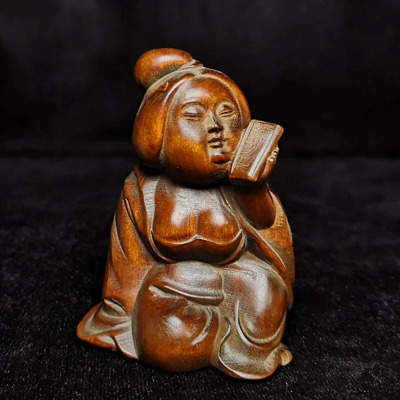 

2,8-дюймовая японская самшитовая фигурка ручной работы для женщины, коллекция статуй