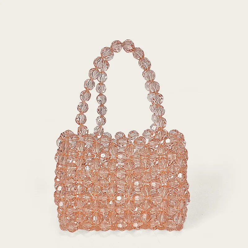 

2025 Summer New Niche Handmade Transparent Acrylic Crystal Beaded Handbag Fashionable and Versatile Women's Small Tote Bag