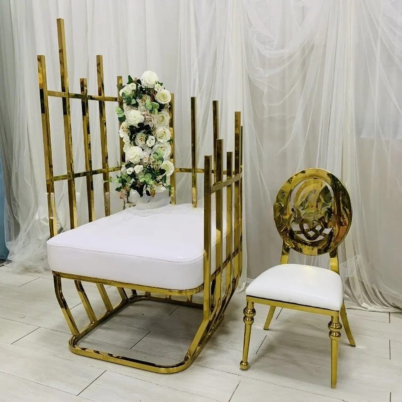 Stainless Steel Wedding Party Single Bride Groom Sofa King Chair Irregular Leisure Chair