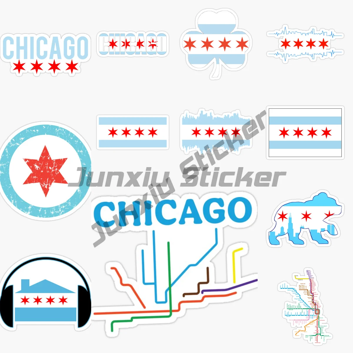 

CHICAGO National Flag Car Sticker for Badge Bicycle Van Laptop Motorcycle Wall Car Window Glass Off-road Decal Customizable