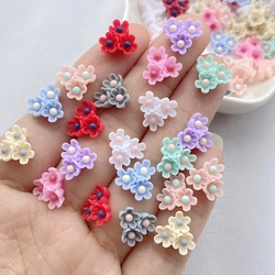 50Pcs Mixed Nail Art Resin Cartoon Small Flowers Series Charms Rhinestones DIY Craft For Nail 3D Decorations Jewelry