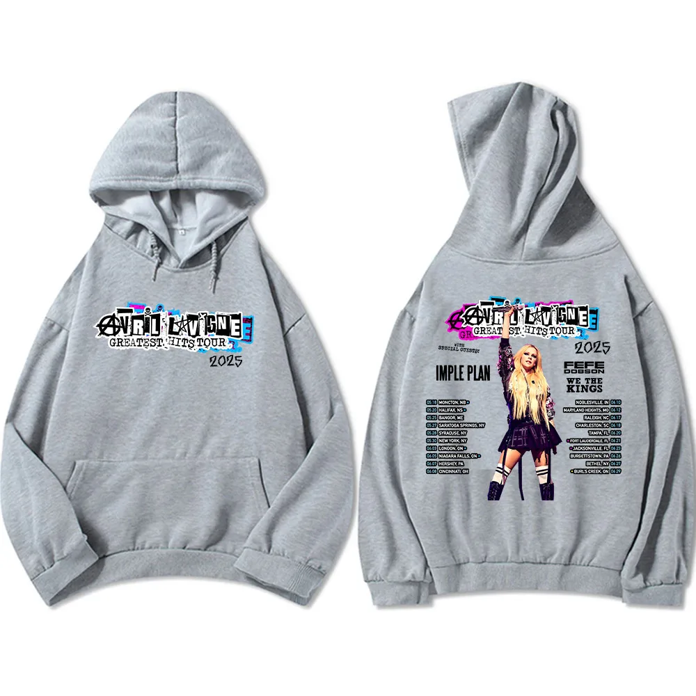 أفريل لافين أعظم الزيارات 2025 جولة هوديس الشتاء الرجال/النساء بلوزات لينة سوداديراس الهيب هوب الاسلوب المناسب البلوفرات طباعة