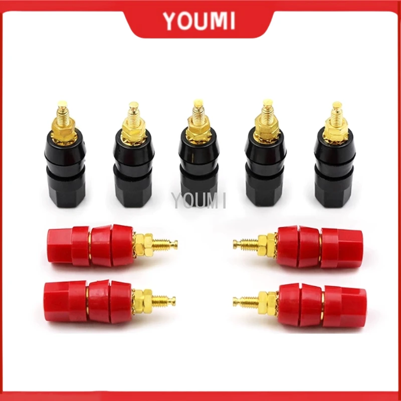 2PCS Terminals Red Black Amplifier Terminal Binding Post Banana Speaker Plug Jack Adapter Socket Power Junction Connector