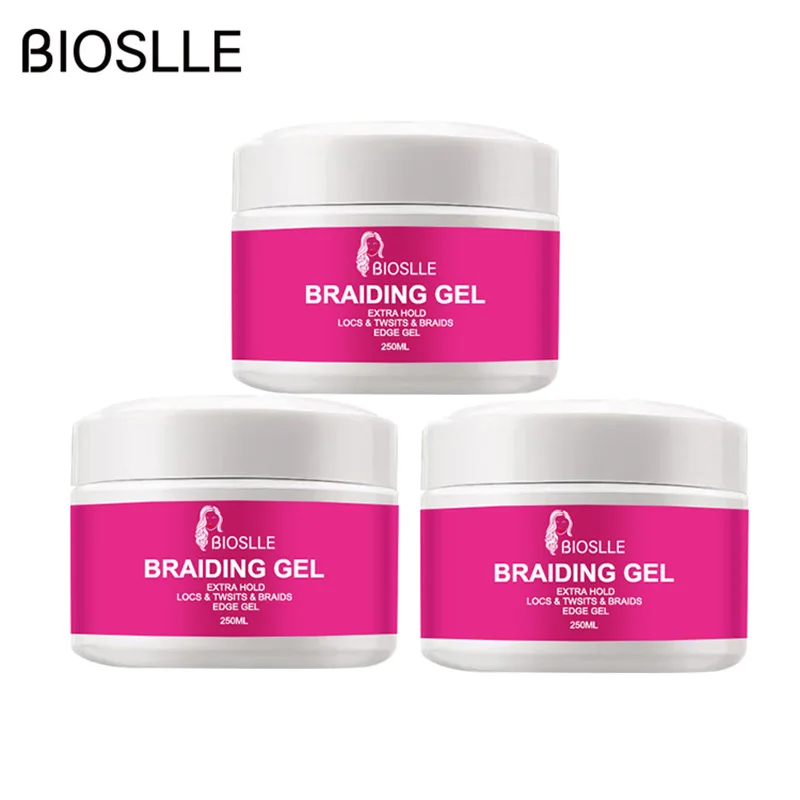 

3PCS BIOSLLE 250ml Extreme Hold Braid Styling Gel Wax Edge Hair Setting Braiding Loc Gel