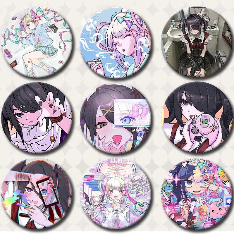 58MM New Needy Girl Overdose Game Ame Anime Button Pin Kawaii KAngel & Ame-Chan Brooch Cosplay Badge Bag Decor Jewelry Fans Gift