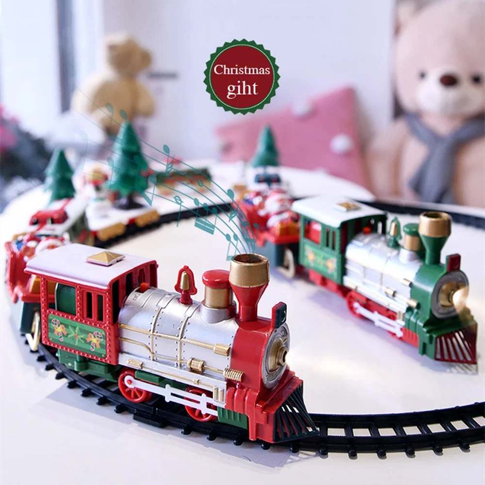 Conjunto de trem de natal festivo mini locomotiva modelo kits ferroviários faixas elétricas brinquedos crianças presente