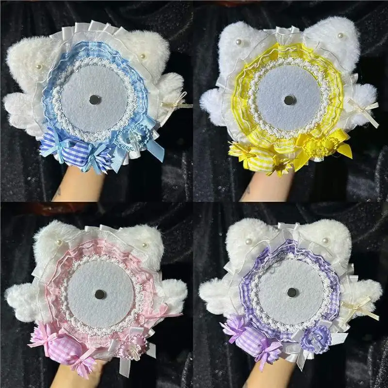 Angel Wing Cat Badge Decor Base, Itabag Accessory for Small Collection, Plush Anime 2D Button Pin Holder,Gumi Supplies
