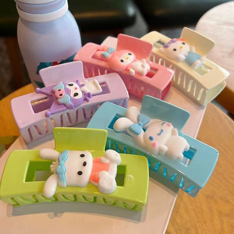 Kawaii Sanrio Hello Kitty Cinnamoroll My Melody Cartoon Hair Claw Clips Hair Grab Clip Shark Clip Hair Accessories Girls Gifts