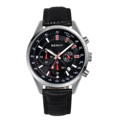 BERNY Quartz Watches for Men Multifunction Chronograph Man Sports Watch Calendar Date Luminous Fashion Cool Men's Wristwatch