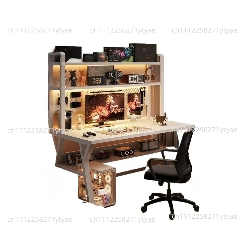Ergonomic Gaming Desk With Built-in Bookshelf, Cable Management System | Compact Computer Desk For Small Spaces, Bedroom, Home
