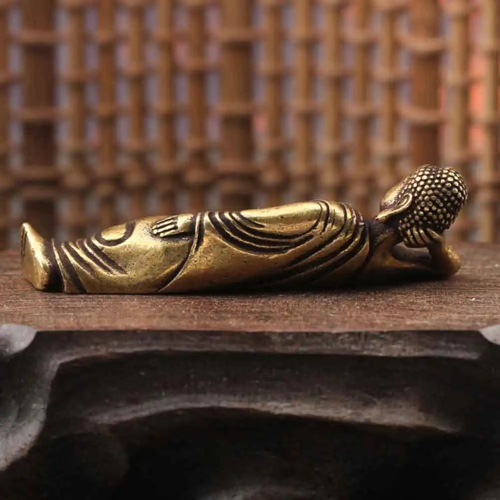

2Pcs Solid Brass Buddha Sculpture Mini Lying Buddha Statue Home Office Decoration Portable Zen Ornament Positive Energy Gift