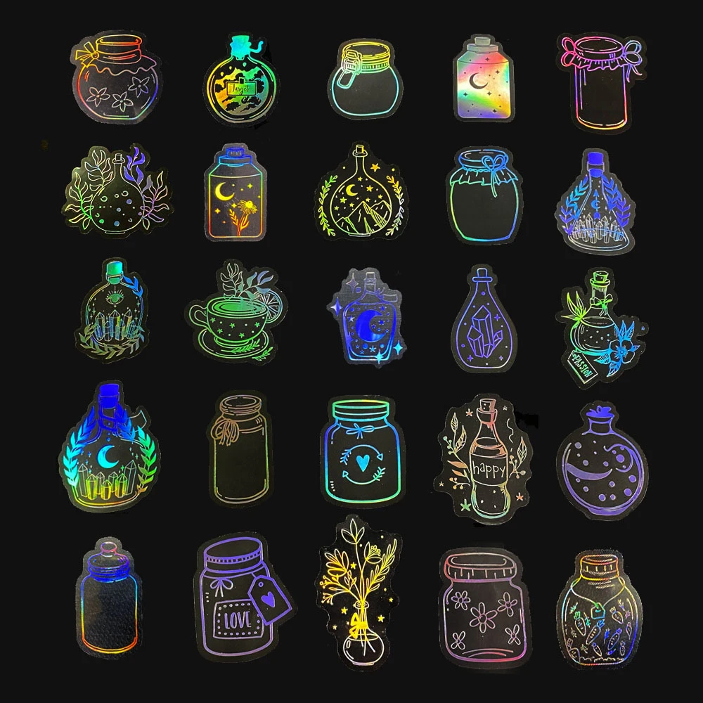 Pegatinas holográficas de mariposa holográfica para chica, Pegatinas transparentes para equipaje, monopatín, grafiti, 10/30/50/100 piezas