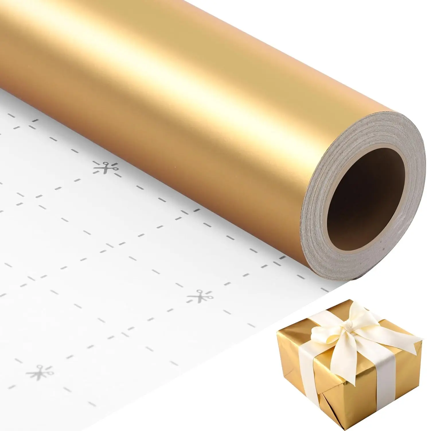 

17x33ft Solid Matte Gold Wrapping Paper Roll for Wedding Birthday Baby Shower Decor