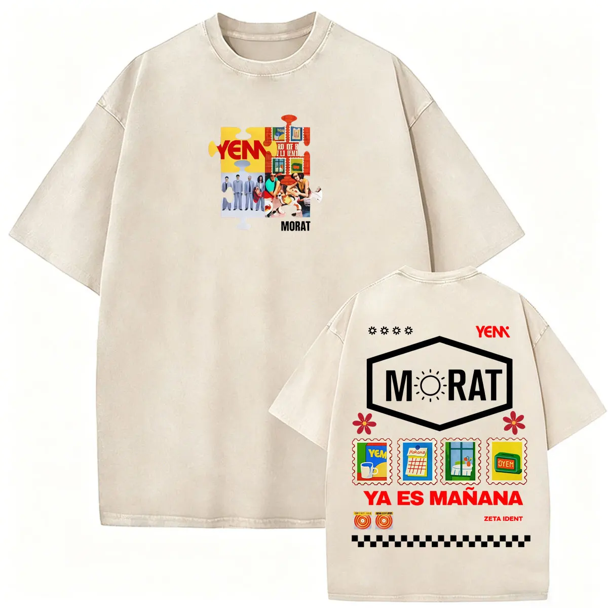 Band Morat Ya Es Manana Yem Album Tour T-Shirts Herrenkleidung Mode Vintage Washed T-Shirt Lässiges Baumwoll-T-Shirt von Hoher Qualität – Detail 25