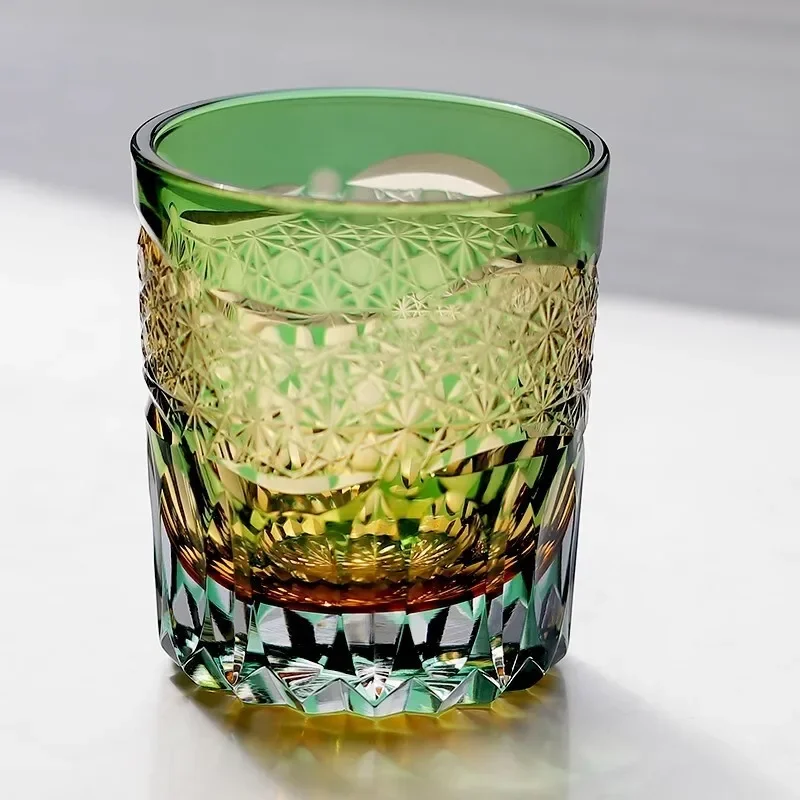 Japanese Edo Kiriko Crystal Ware Whisky Cup Hannd Carving Lucky Clouds Wine Glass Liquor Snifter Water Mug Best Present For Dad