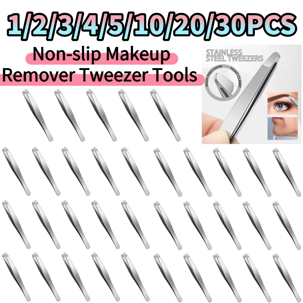 Stainless Steel Brow & Facial Hair Remover Eyebrow Tweezers Non-slip Makeup Remover Tweezer Tools Hair Removal Makeup Tools