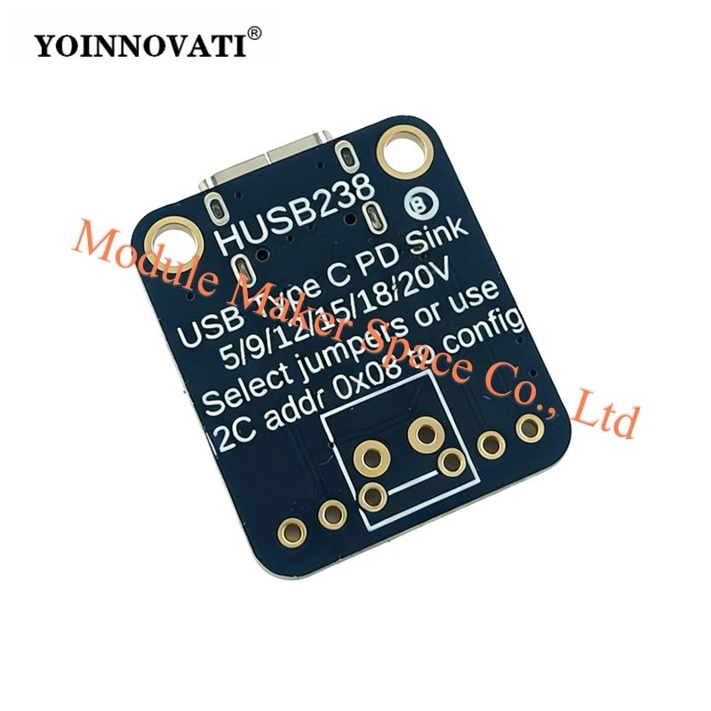 HUSB238 USB C PD Trigger Board I2C Configurable PD Sink Module 5V to 20V 5A 100W USB Type C Power Delivery Breakout