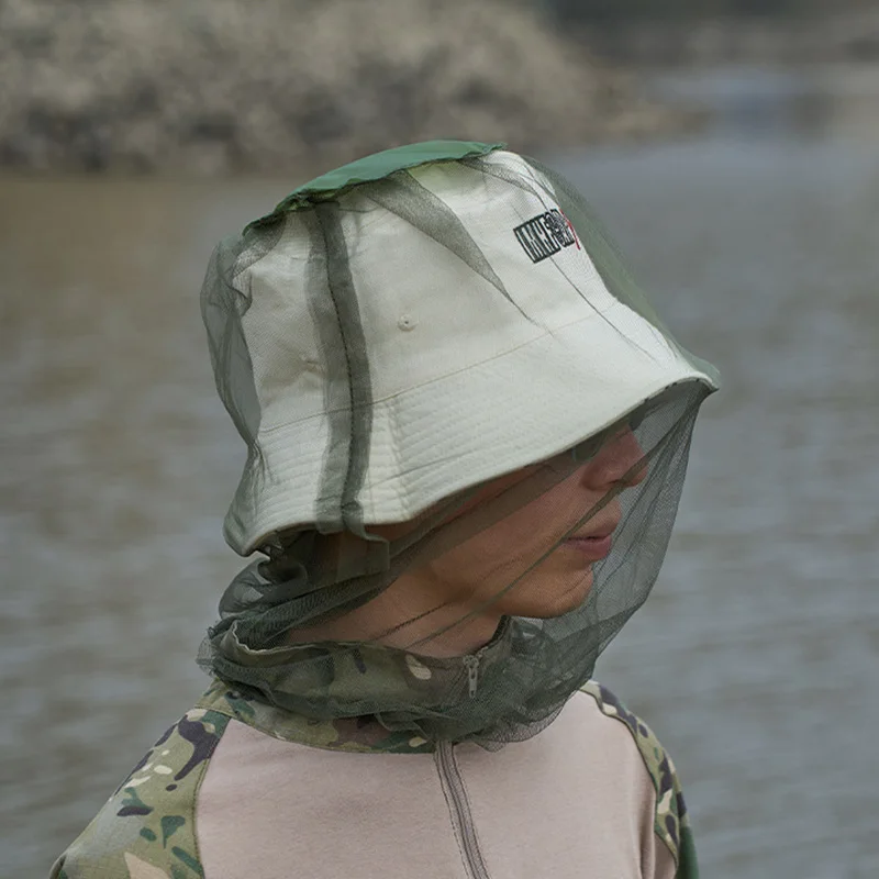 Head Face Mesh Hat with Mosquito-Insect Protection for Outdoor Hiking Camping Fishing Face Repellent Hat Travel Mesh Hooded Veil