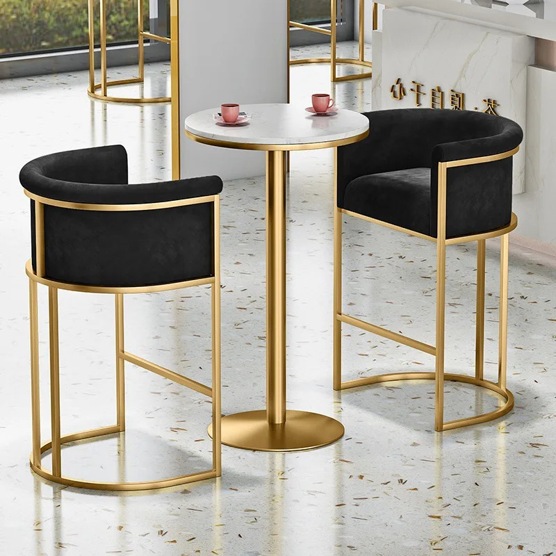 Honeycomb U-shaped Upholstered Coffee Kitchen Chair Velvet Living Room Bar Stools Luxury Gold Metal Hotel Bar Stool Chairs