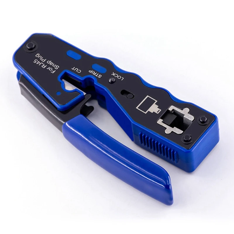 Pass Through Crimper Stripper Cutter Fit For Cat5 Cat6 Pass Through Connector With Cable Tester