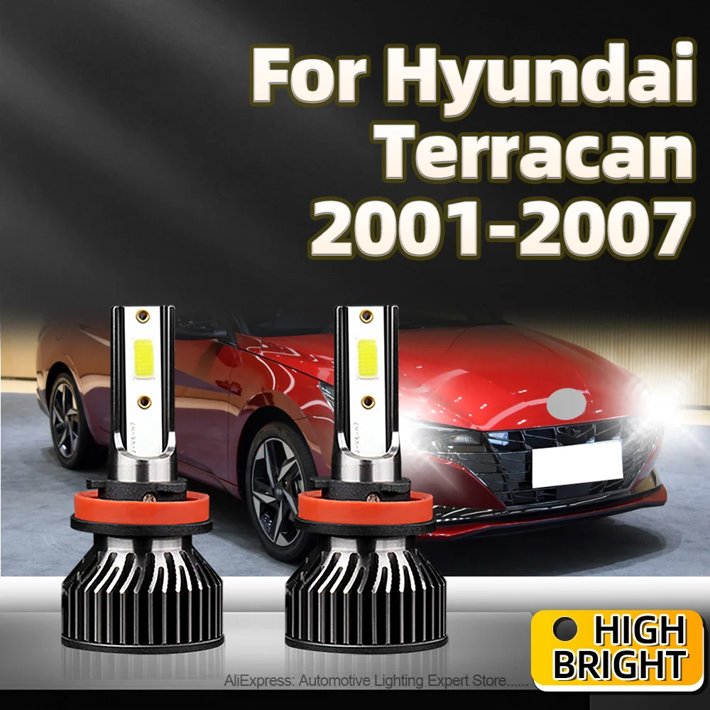 

2Pcs High Quality LED Bulb Car Headlight H11 6000K Lamp with Fan For Hyundai Terracan 2001 2002 2003 2004 2005 2006 2007