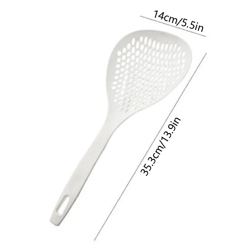Colher de grande capacidade sem suporte, alta temperatura, bolinhos pendurado, rede vazando, não é fácil de deformar, suprimentos de cozinha, branco, 1 pc