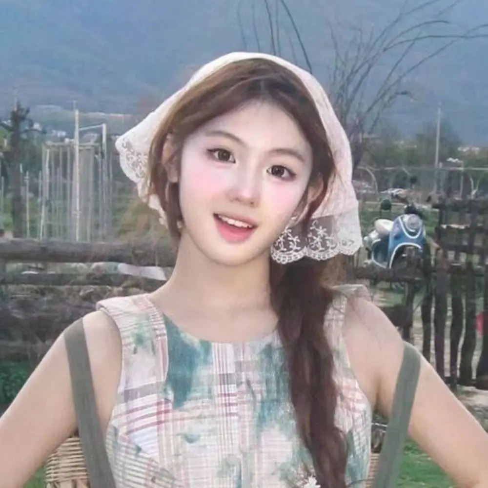 Koreanische ins Spitze Haar Schal Frauen Retro Dreieck Haarband Haar Reifen Reise Foto Stirnband Turban Zubehör – Detail 5