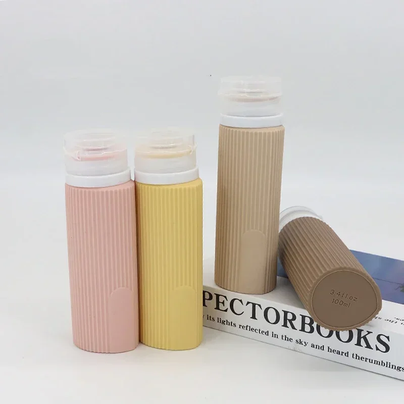 4 pezzi 100ML bottiglie da viaggio in silicone accessori contenitori portatili a prova di perdite senza BPA contenitori di dimensioni comprimibili set di elementi essenziali da viaggio