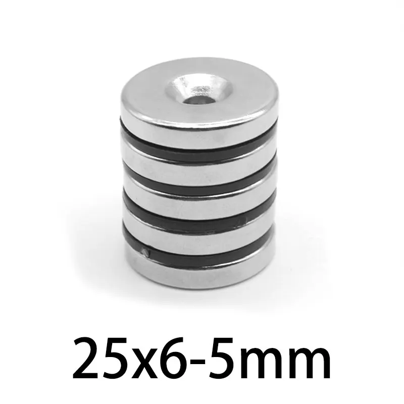 2/5/10/20/30pcs 25x6-5mm neodym magnetem lamela 25*6 mm díra 5mm kružnice magnety 25x6-5mm kolo zapuštěný magnetický 25*6-5