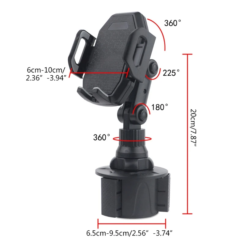 Universal ปรับมุมความสูงรถคัพ Mount ผู้ถือโทรศัพท์มือถือ Stand สำหรับ 3.5 ถึง 6.7 นิ้วโทรศัพท์ Mount