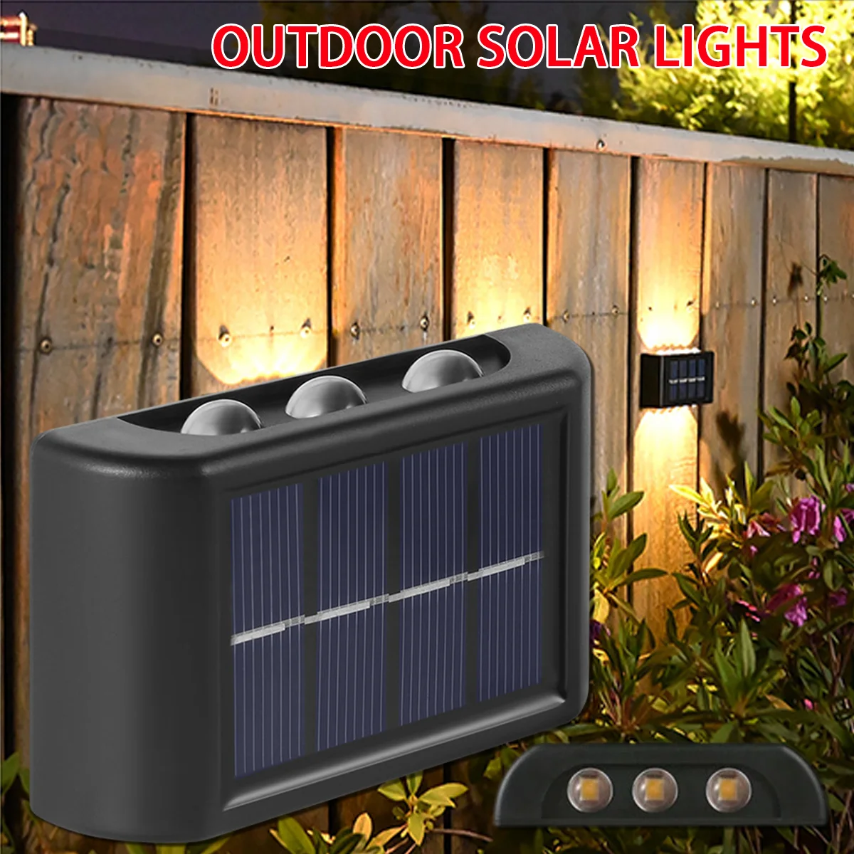 

LED Solar Outdoor High Brightness Dual Head Wall Lamp Waterproof Courtyard Up and Down Luminous Wall Lamp