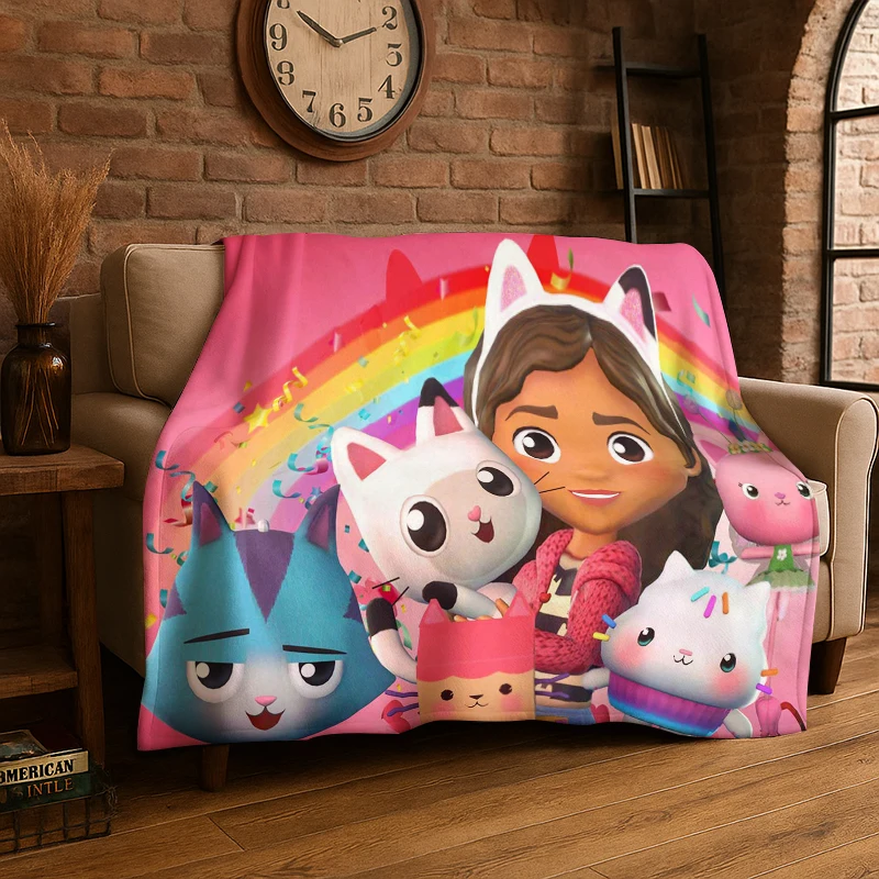 Cute G-Gabbys Dollhouse Cartoon Girl Flannel Throw Blanket,Warm Cozy Blanket for Bed,Sofa,Couch,Bedroom,Living Room,Office,Gift