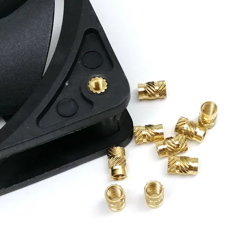 Imagen 2 del producto M1.4 M1.6 M2 M2.5 M3 M4 M5M6 Juego de tuercas de inserción de cobre y latón para inyección de fusión en caliente, hilo moleteado de sarga de impresión 3D