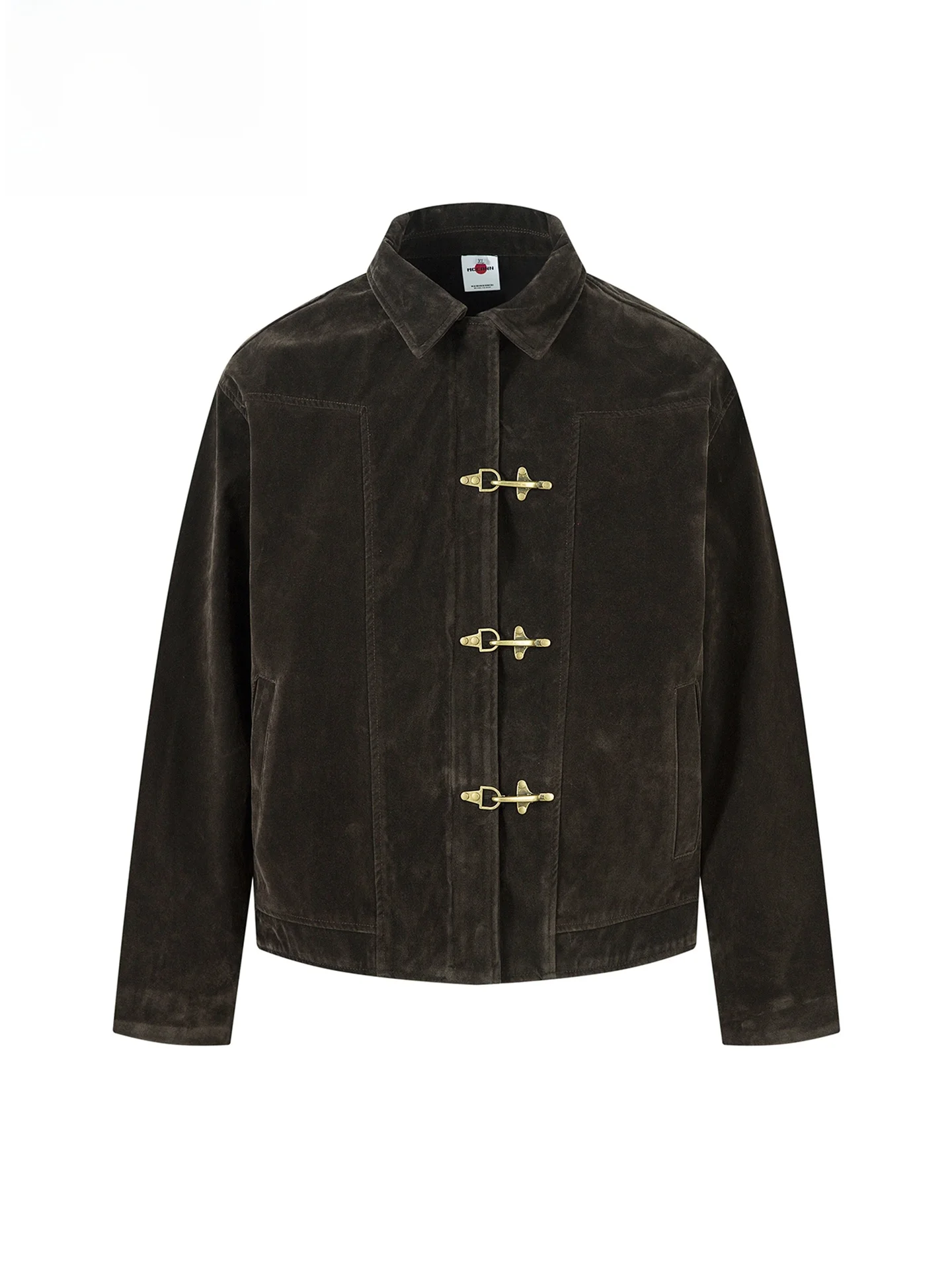 

Madn Rain American Sle Suede Jaet with Airplane Bule Loose Fit ex Vintage Vibe Daily Wear Polyester Blend Coat