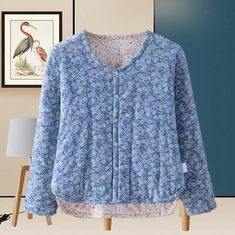 Jaet en coton floral chaud et fin Gilet intérieur léger Vêtements d'extérieur ajustés pour personnes d'âge moyen et ly Fibre de polyester Coton...