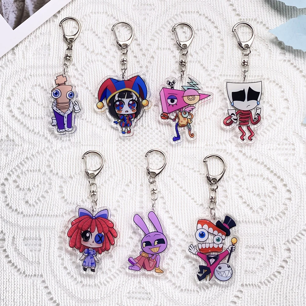 1/7PCS Anime The Amazing Digital Circus Acrylic Car Keychain Accessories Cute Keyrings Friends Gifts Bag Charms Backpack Pendant