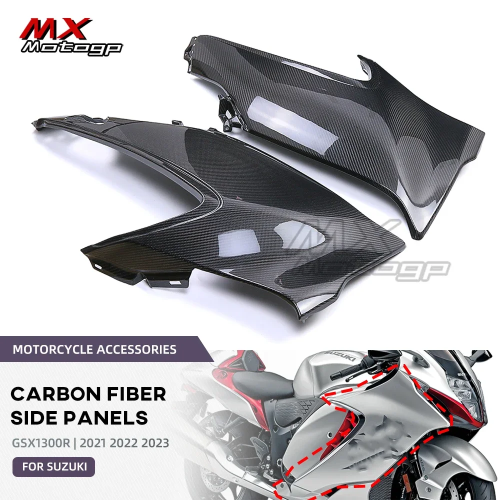 

For SUZUKI GSX1300R Hayabusa 2021 2022 2023 Motorcycle Carbon Fiber Side Panels Left Right Spoiler Trim Fairings GSX 1300R