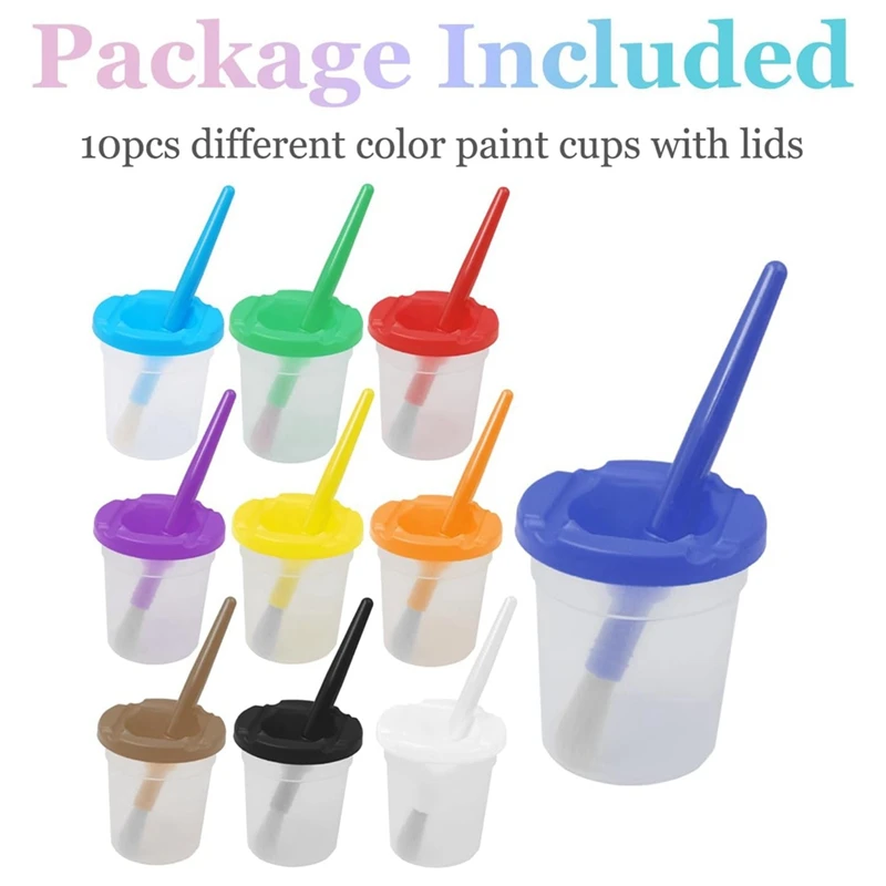 Paint Cups Multicolor Paint Cups With Lids For Kids, Spill Proof Learning Color Cups For Artist