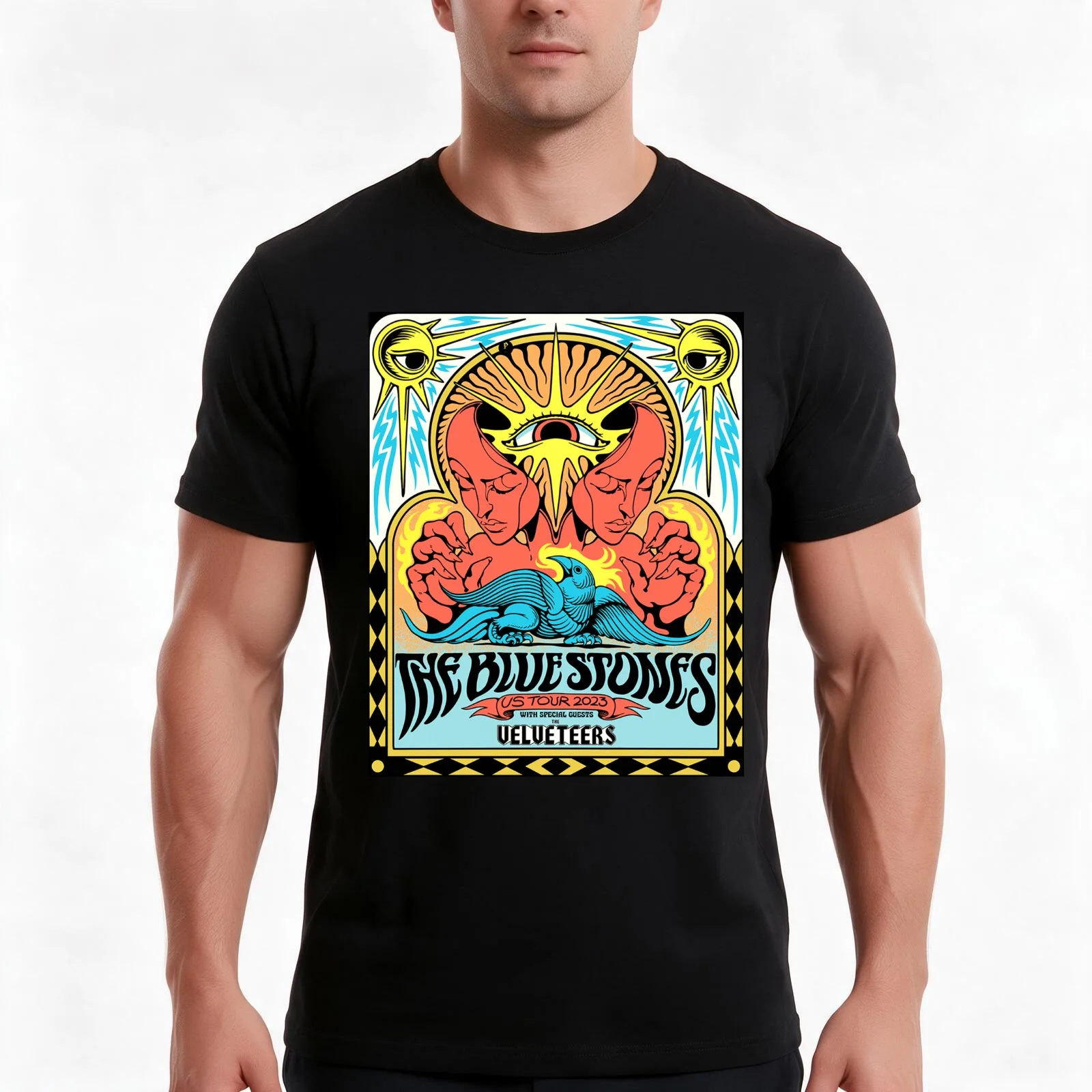 The Blue Stones T-Shirt Summer Casual Cotton Tee Oversized Streetwear Tops Vintage Graphic Print Loose Fit Short Sleeve