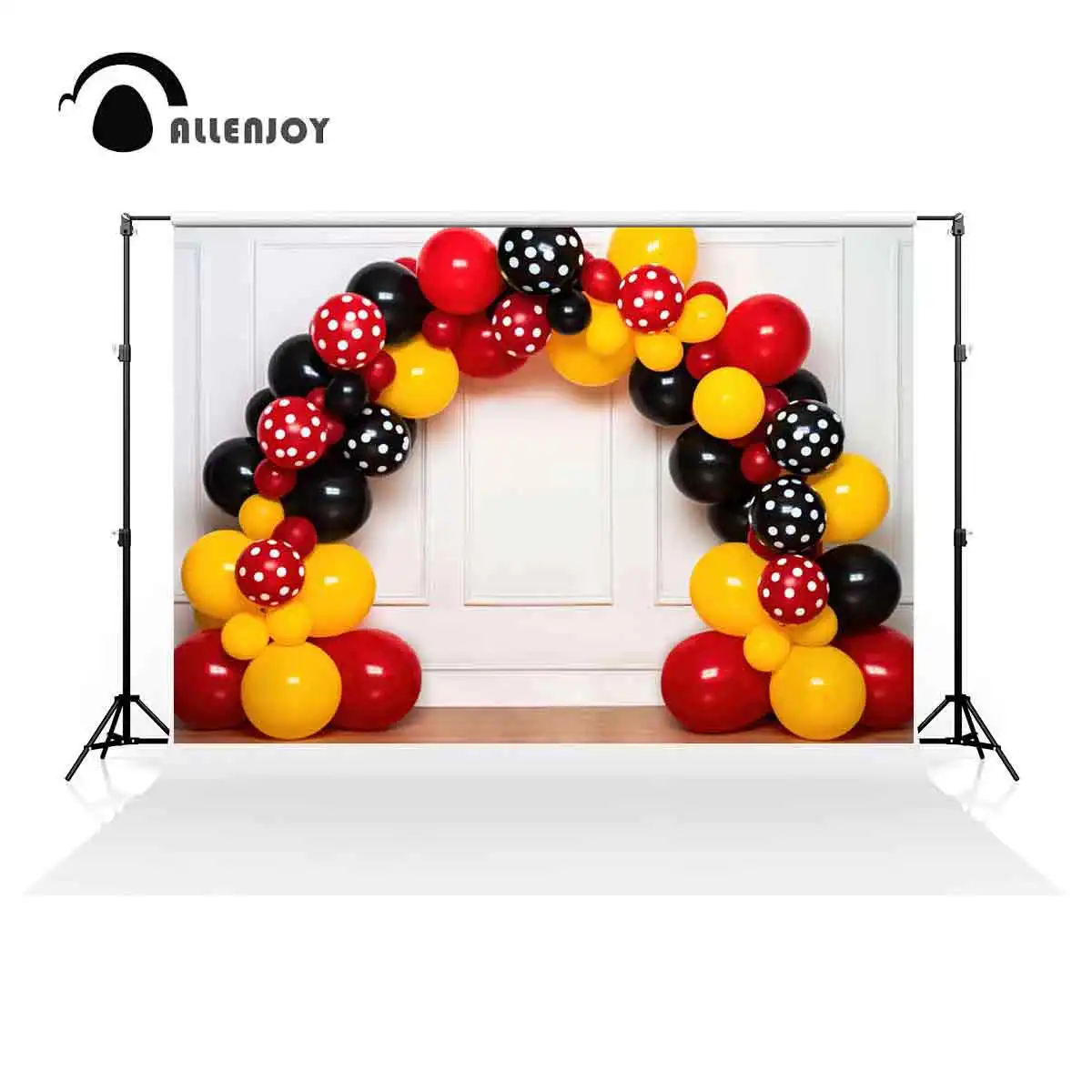 Allenjoy Red and Black Balloons Arch Birthday Backdrop