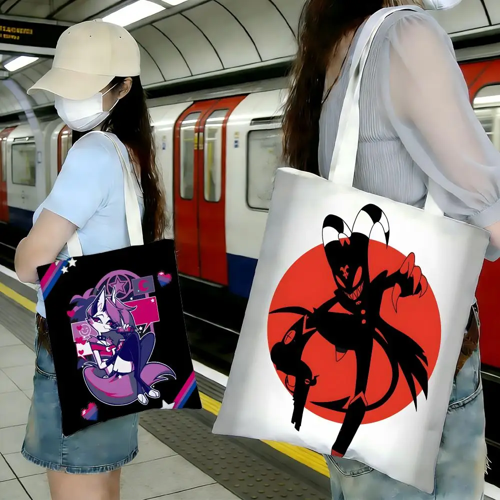 Animation Character Helluva Boss Loona Storage Bags Shopping Bags Series Print Bags Lightweight Shoulder Bag For Daily Use