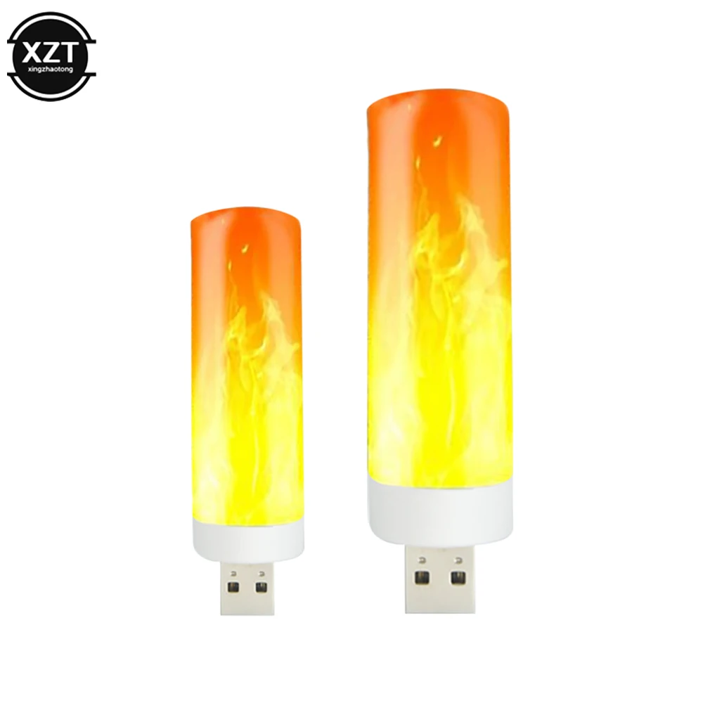 USB Atmosphere Lights LED Flame Flashing Candle Lights Book Lamp for Power Bank Camping Lighting Cigarette Lighter Effect Lights