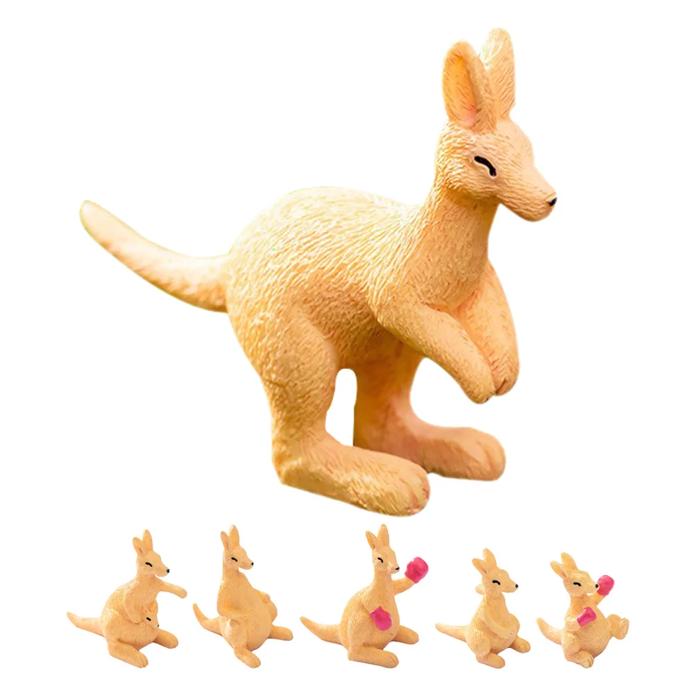 

6Pcs Miniature Kangaroo Resin Animals Fairy Garden Decor Tiny Colorful Sculptures for Desktop Pottery Micro Landscape