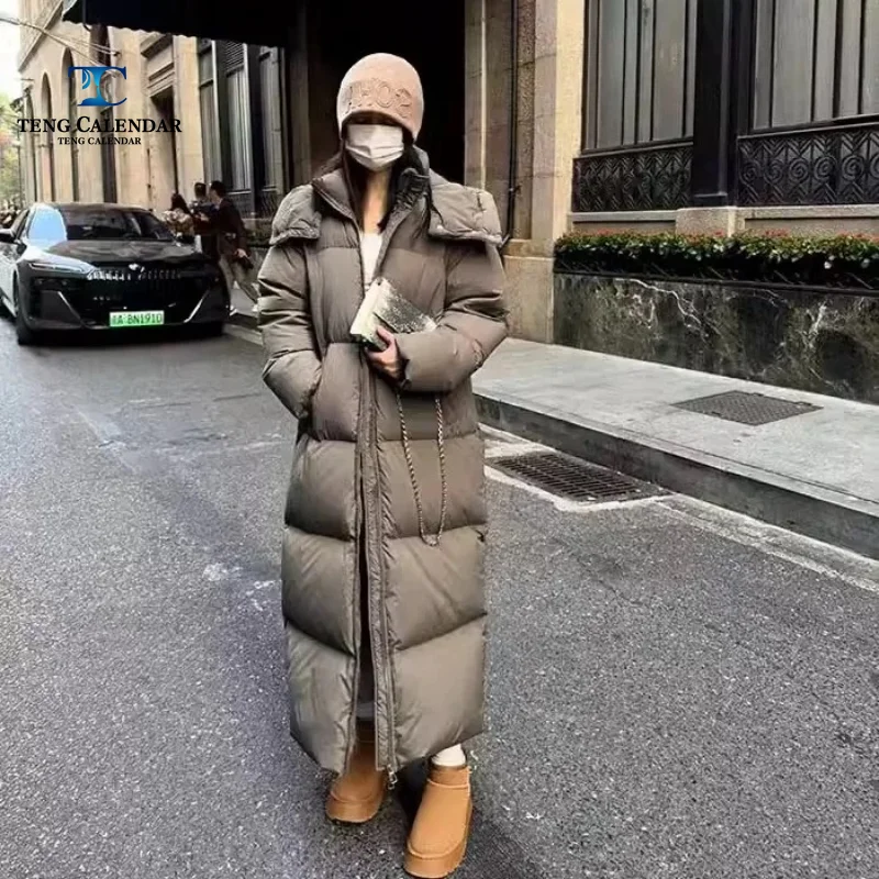 Extra Long Down and Cotton Jacket, Thick Blanket Over Knee To Ankle, Hooded Jacket, Women's 2026 Winter New Style