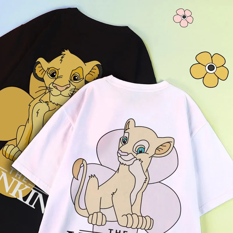 

Cartoon Cartoon Lion King Teen Short Sleeve T-shirt Cartoon Cartoon Retro Printing Is Not The Same As Couples Dress