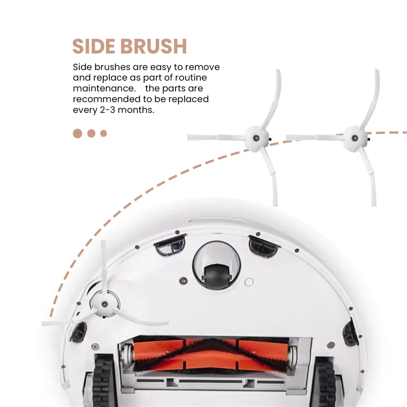 ABRG-6Pcs فرشاة جانبية لاستبدال Xiaomi Roborock S6 S6 Pure S5 S5 Max S4 E4 E20 E25 E35 C10 S50 S51 روبوت فراغ أجزاء