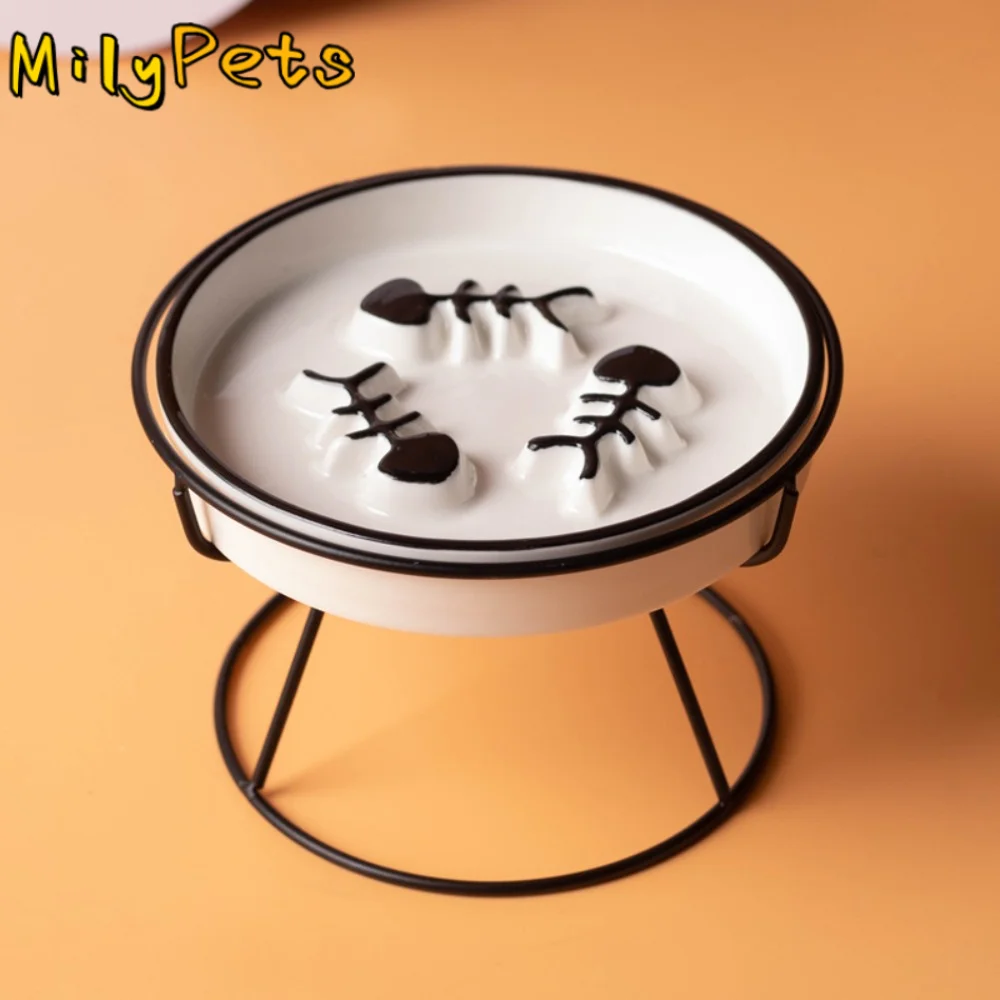 

Керамическая приподнятая миска для животных на высокой подставке, большого диаметра, с защитой шеи, для кошек с плоским носом, для воды, для домашнего использования