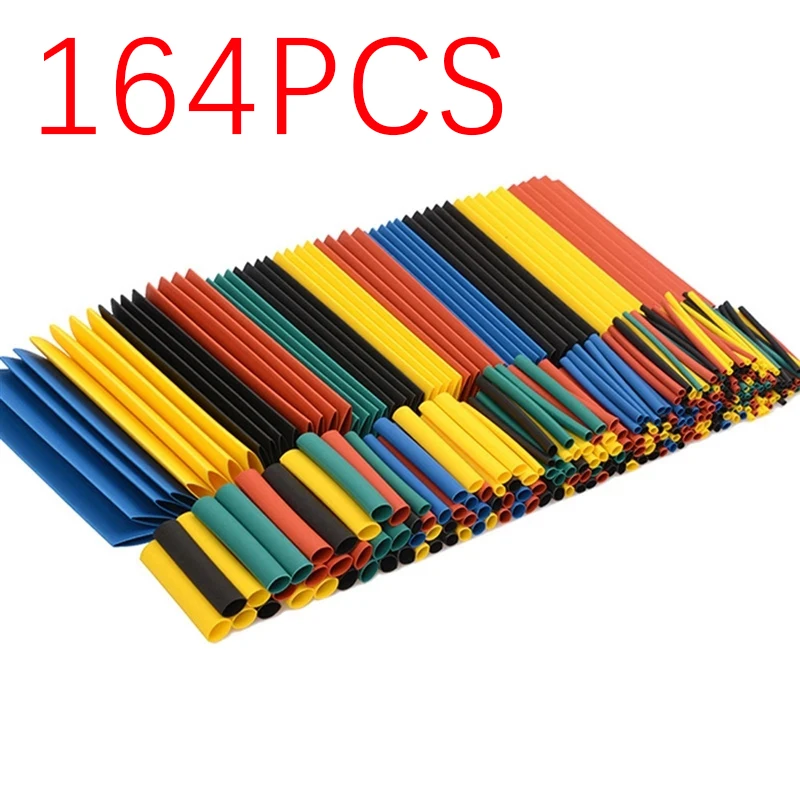 164Pcs Heat Shrink Tube Sleeving Tubing Assortment Kit Electrical Connection Electrical Wire Wrap Cable Waterproof Shrinkage 2:1