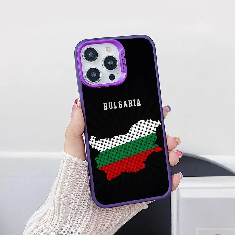 Custodia per cellulare bandiera Bulgaria per iPhone 17 16 15 14 13 12 11 X XR XS 8 7 Pro Max Plus Cover viola traslucida Cover di lusso